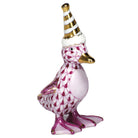 Party Duckling Figurine in hand-painted Raspberry porcelain by Herend of Hungary