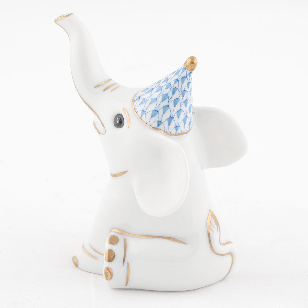 Herend Party Elephant Figurine – Blue, alternate view