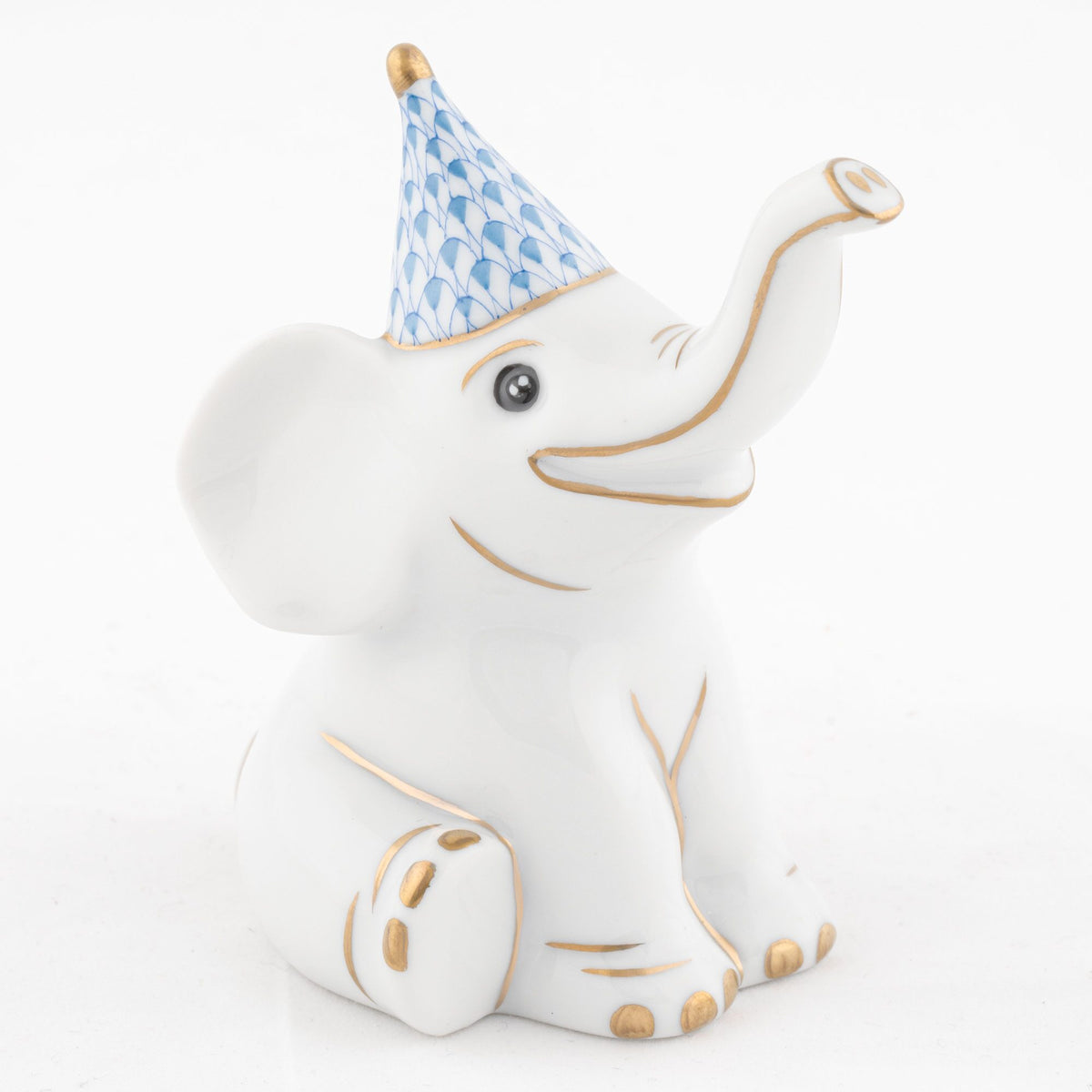 Herend Party Elephant Figurine – Blue, alternate view