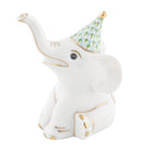 Herend Party Elephant Figurine porcelain figurine painted in the Key Lime fishnet pattern