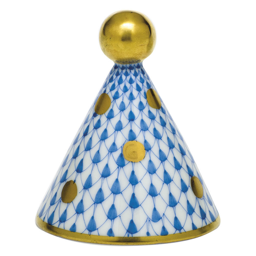 Party Hat Figurine in hand-painted Blue porcelain by Herend of Hungary