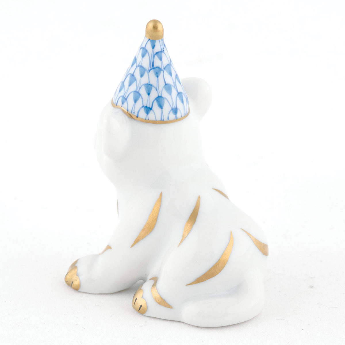 Herend Party Tiger Figurine – Blue, alternate view