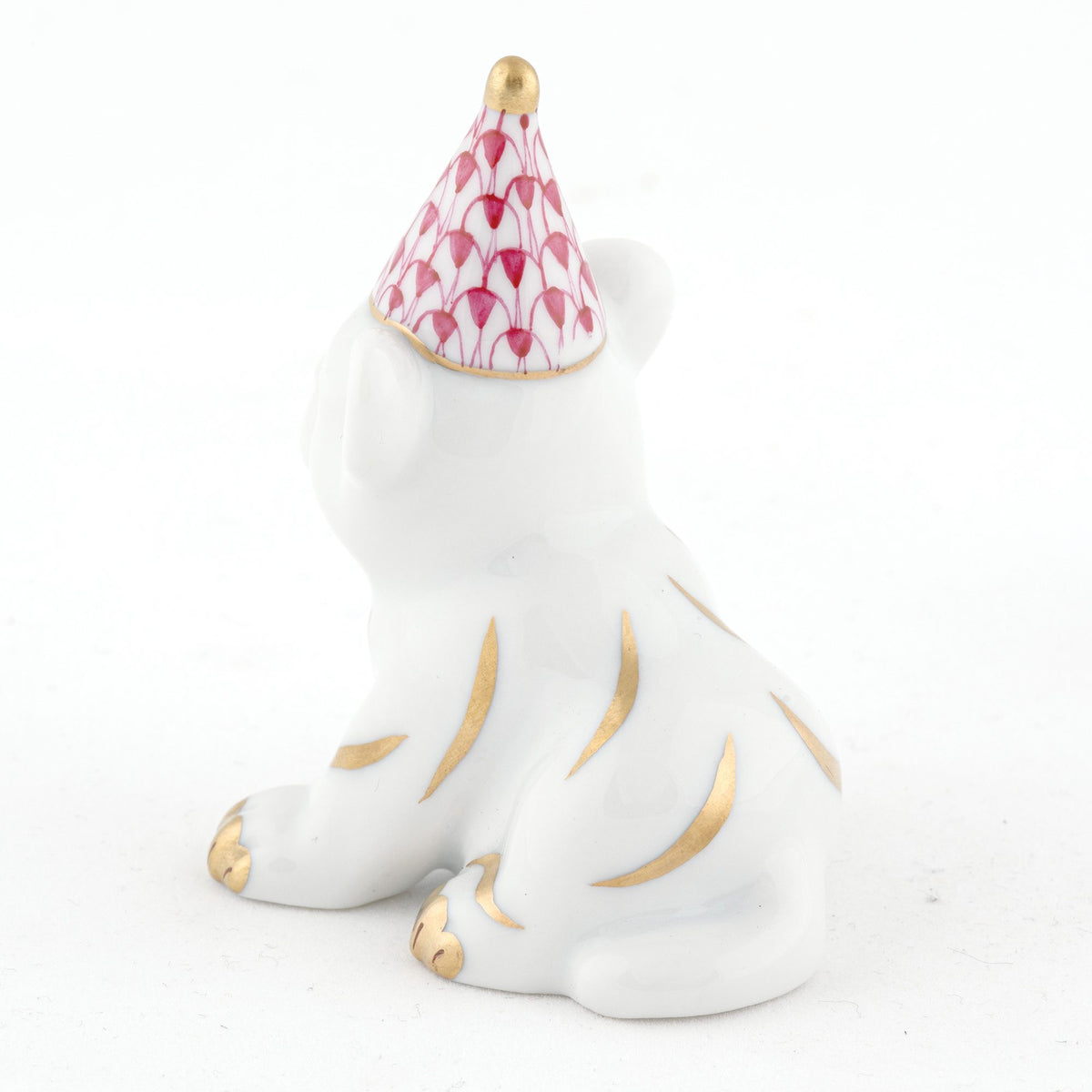 Herend Party Tiger Figurine – Raspberry, alternate view