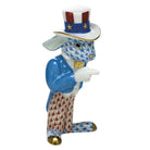 Hand-painted Herend Patriotic Bunny Figurine in fine porcelain, 1.75in L X 3.25in H, on a white background