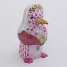 Penguin Bride Figurine in hand-painted Raspberry porcelain by Herend of Hungary