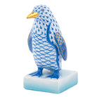 Sapphire fishnet Penguin Figurine figurine, hand-painted Herend porcelain with 24k gold accents