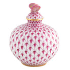 Raspberry fishnet Perfume Bottle Figurine figurine, hand-painted Herend porcelain with 24k gold accents