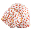 Hand-painted Herend Periwinkle Shell Figurine in Rust fishnet porcelain on a white background