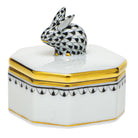 Petite Octagonal Box in hand-painted Black porcelain by Herend of Hungary