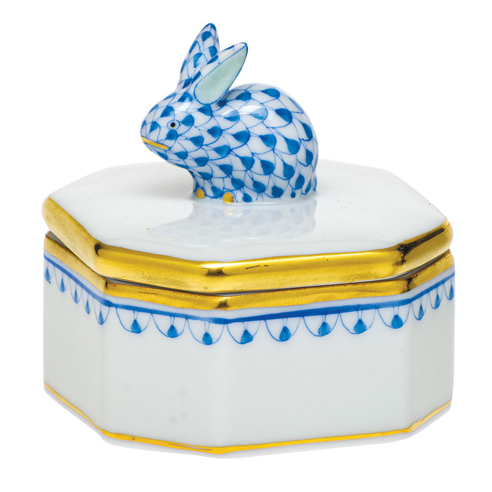 Petite Octagonal Box in hand-painted Blue porcelain by Herend of Hungary