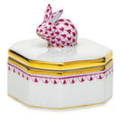 Herend Petite Octagonal Box porcelain figurine painted in the Raspberry fishnet pattern