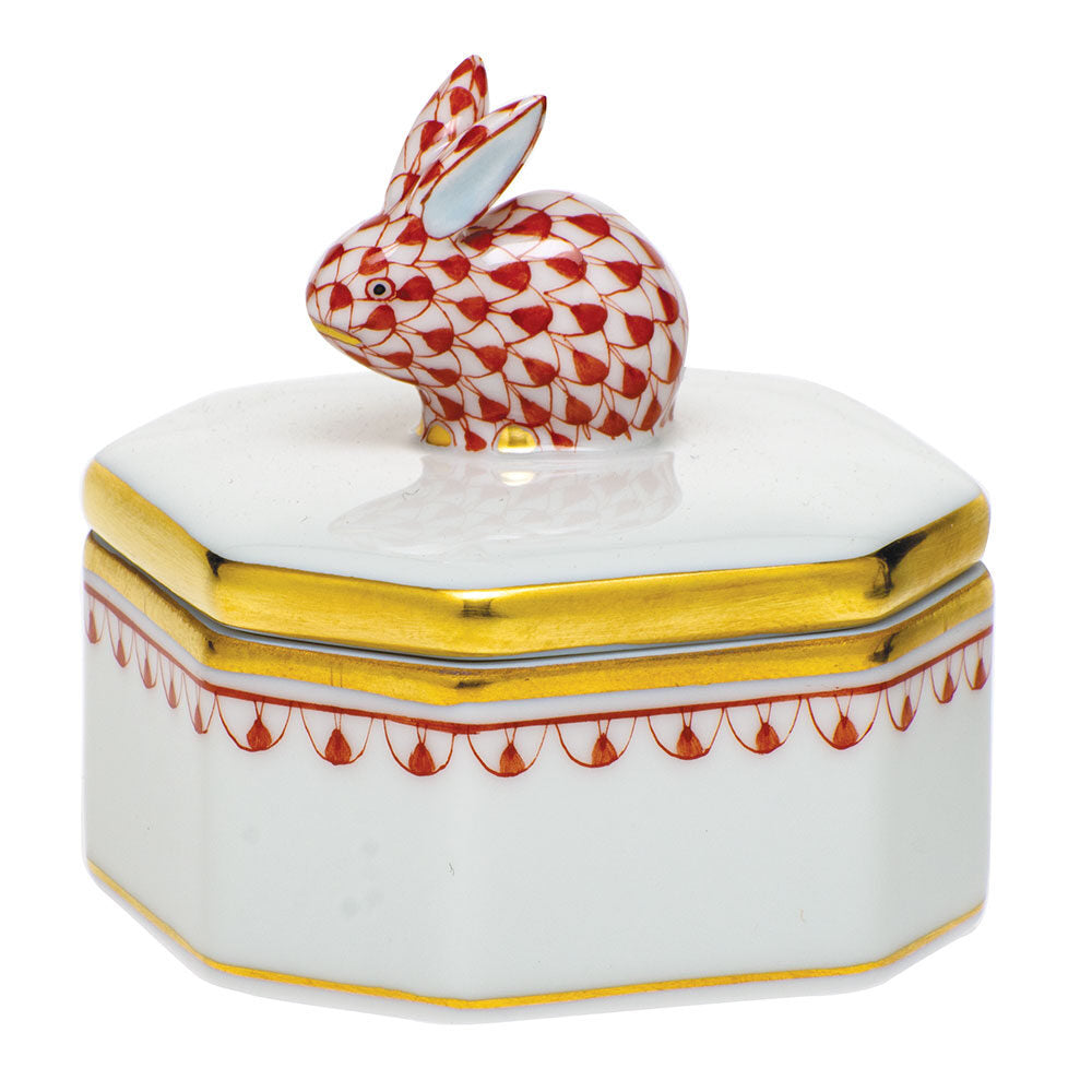 Petite Octagonal Box in hand-painted Rust porcelain by Herend of Hungary