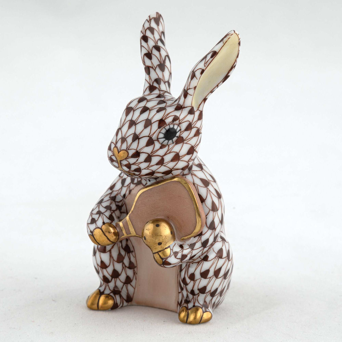 Herend Pickleball Bunny Figurine – Chocolate, alternate view