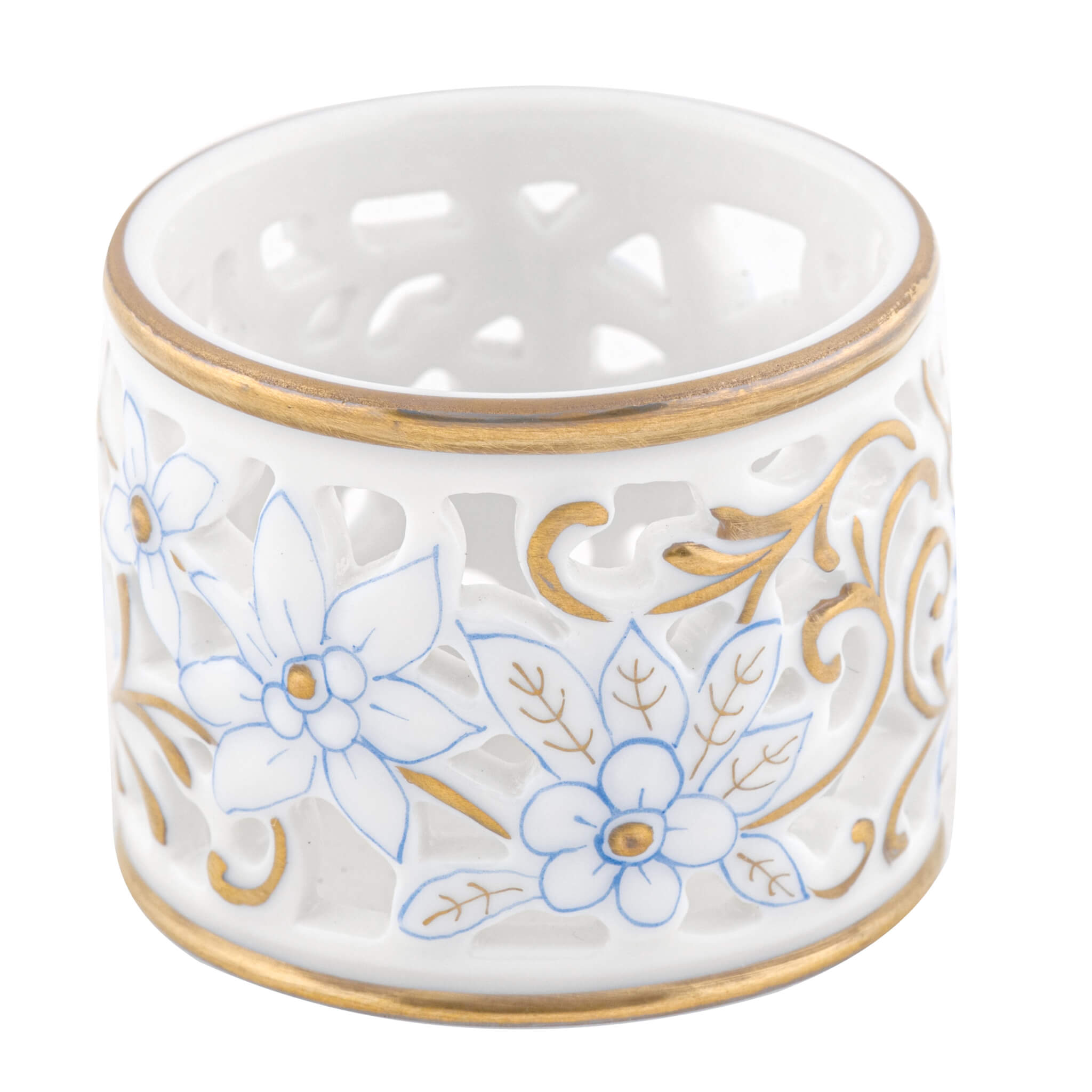 Herend Pierced Napkin Ring in Blue - Hand-painted Hungarian porcelain by Herend. Paris Tableware.