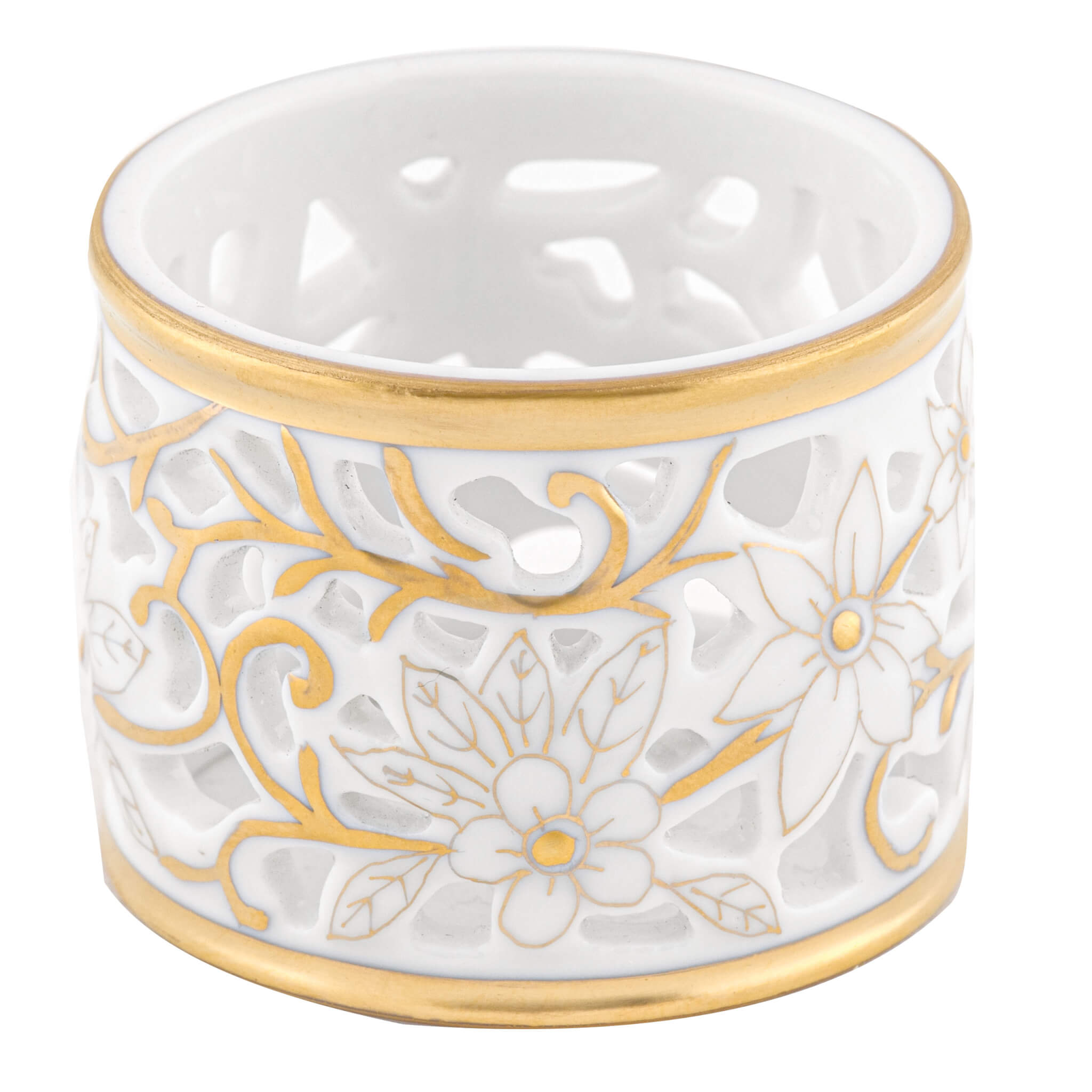 Herend Pierced Napkin Ring in Gold - Hand-painted Hungarian porcelain by Herend. Paris Tableware.