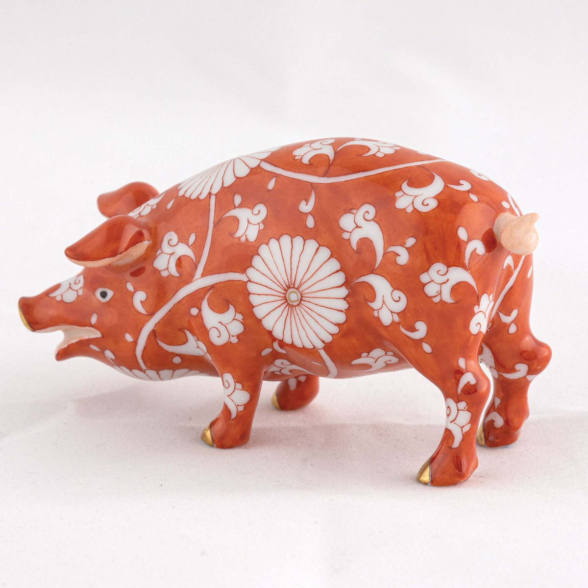 Herend Pig Figurine – Chrysanthemum, alternate view