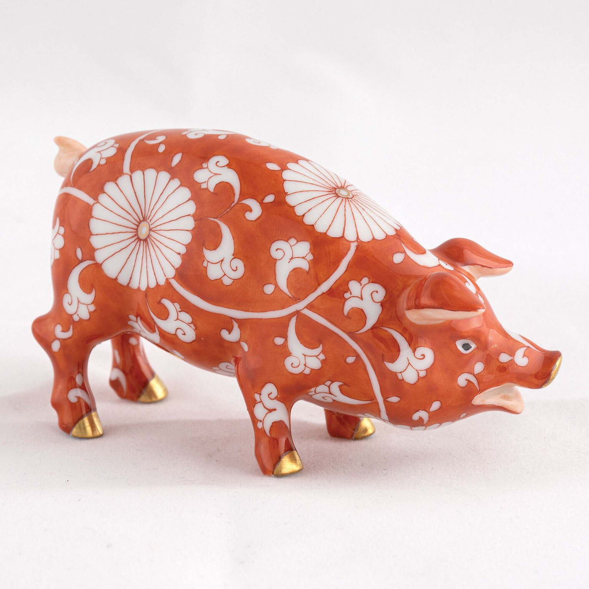 Herend Pig Figurine – Chrysanthemum, alternate view