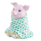 Pig in a Blanket Figurine in hand-painted Green porcelain by Herend of Hungary