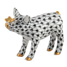 Herend Pig with Butterfly Figurine porcelain figurine painted in the Black fishnet pattern
