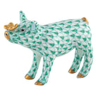 Green fishnet Pig with Butterfly Figurine figurine, hand-painted Herend porcelain with 24k gold accents