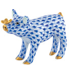Pig with Butterfly Figurine in hand-painted Sapphire porcelain by Herend of Hungary
