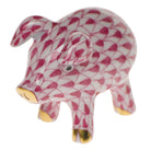 Hand-painted Herend Piglet Figurine in fine porcelain, 1.5in L X 1in H, on a white background