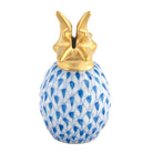 Hand-painted Herend Pineapple Place Card Holder in Blue fishnet porcelain on a white background