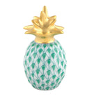 Hand-painted Herend Pineapple Place Card Holder in Green fishnet porcelain on a white background