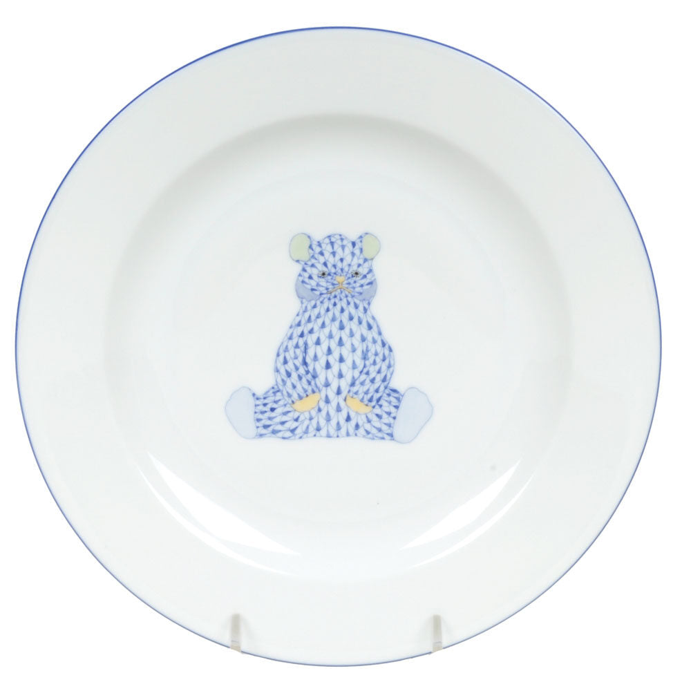 Hand-painted Herend Plate in Blue fishnet porcelain on a white background