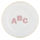 Raspberry fishnet Plate with Abc figurine, hand-painted Herend porcelain with 24k gold accents