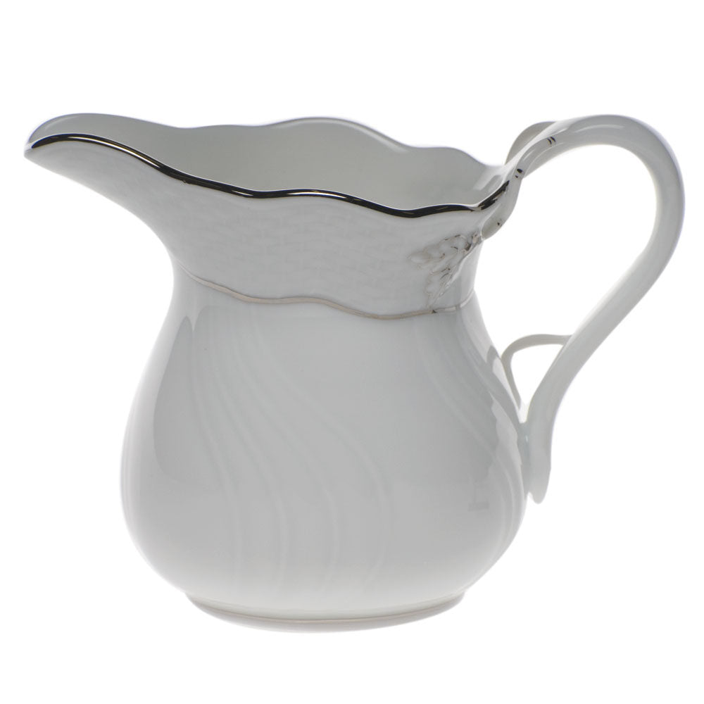 Hand-painted Herend Platinum Edge Creamer in fine porcelain, (6 OZ) 3.5in H, on a white background