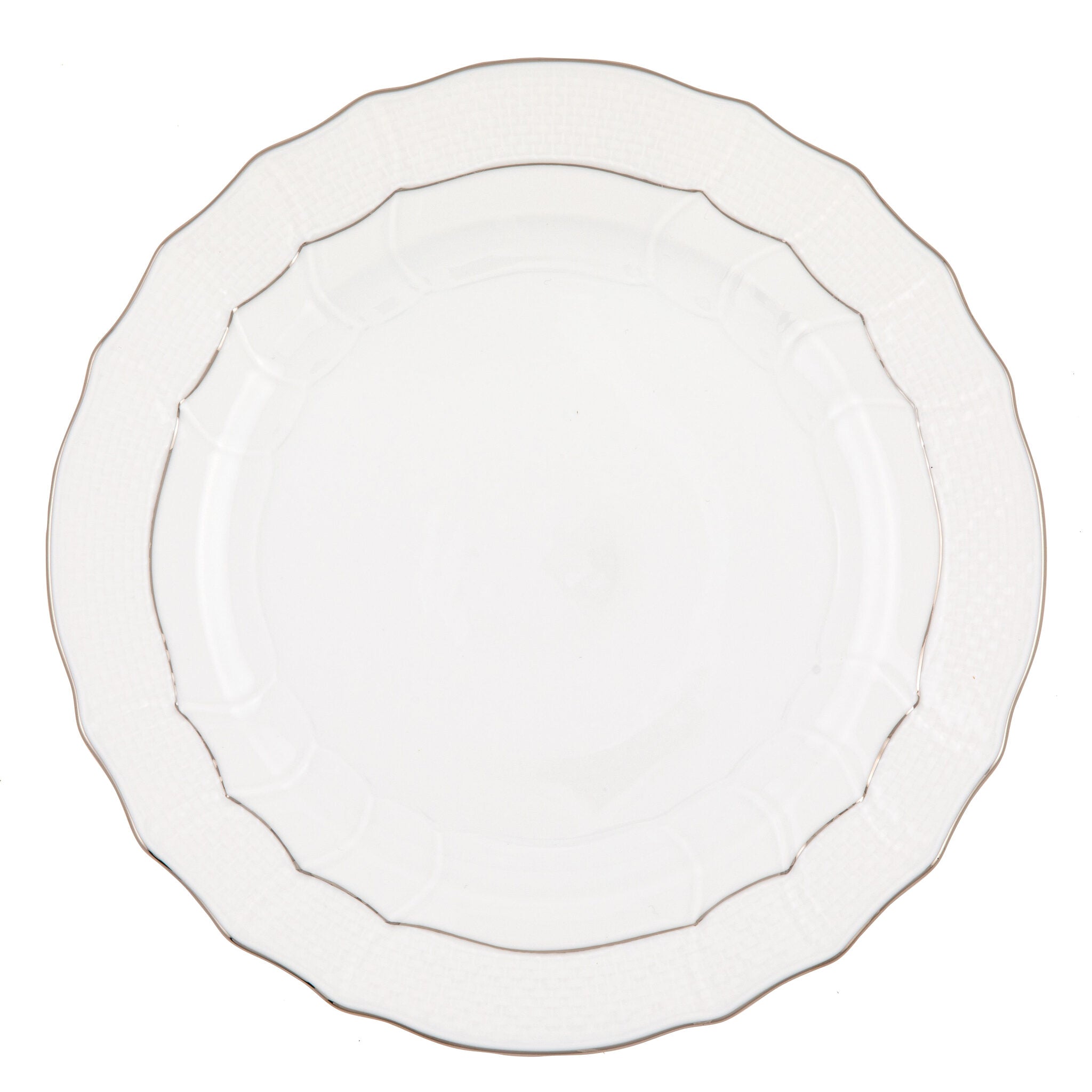 Hand-painted Herend Platinum Edge Dinner Plate in fine porcelain, 10.5in D, on a white background
