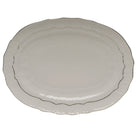 Hand-painted Herend Platinum Edge Platter in fine porcelain, 15in L X 11.5in W, on a white background