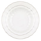 Hand-painted Herend Platinum Edge Rim Soup Soup Plates & Rimmed Soup Bowl in fine porcelain, 9.5in D, on a white background