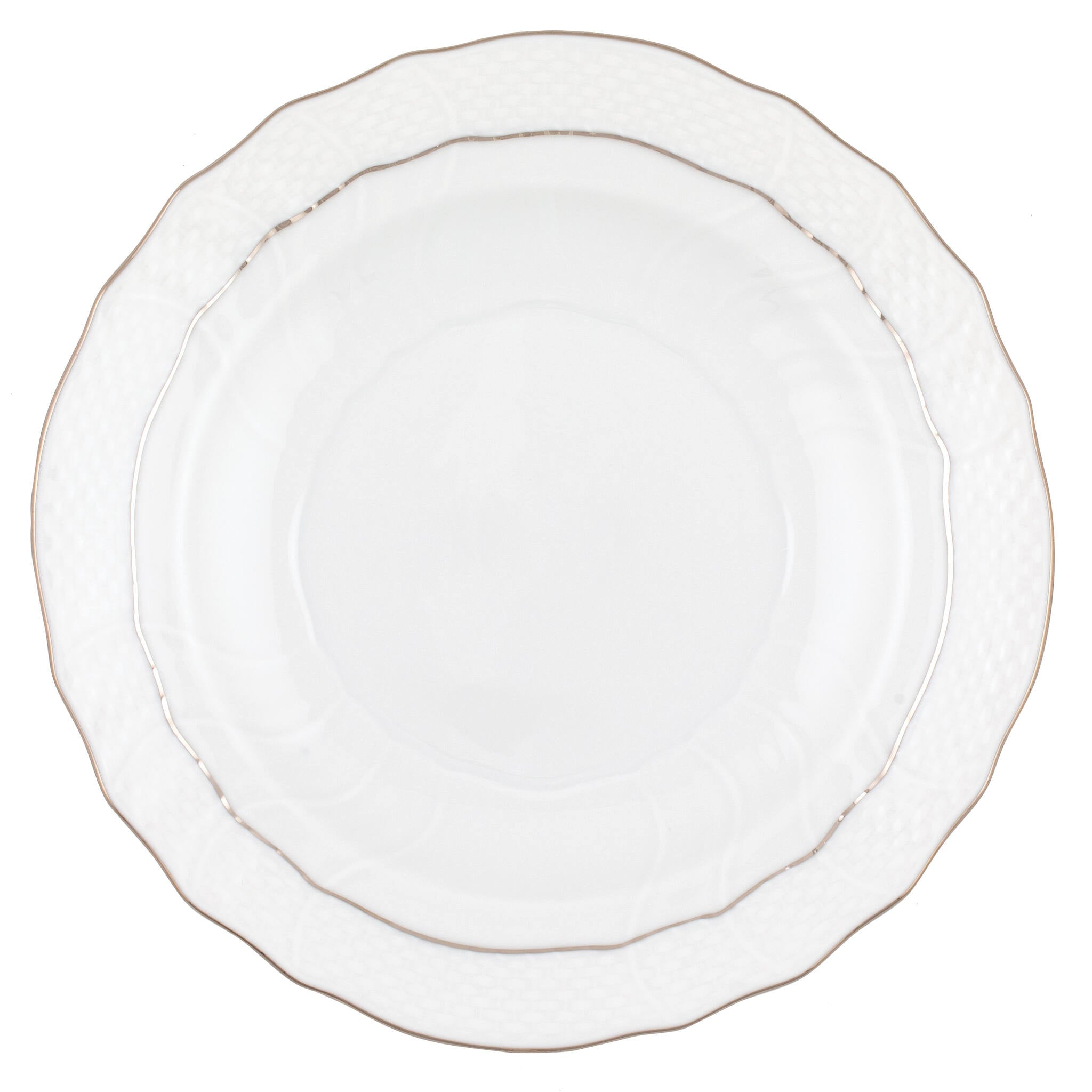 Hand-painted Herend Platinum Edge Salad Plate in fine porcelain, 7.5in D, on a white background
