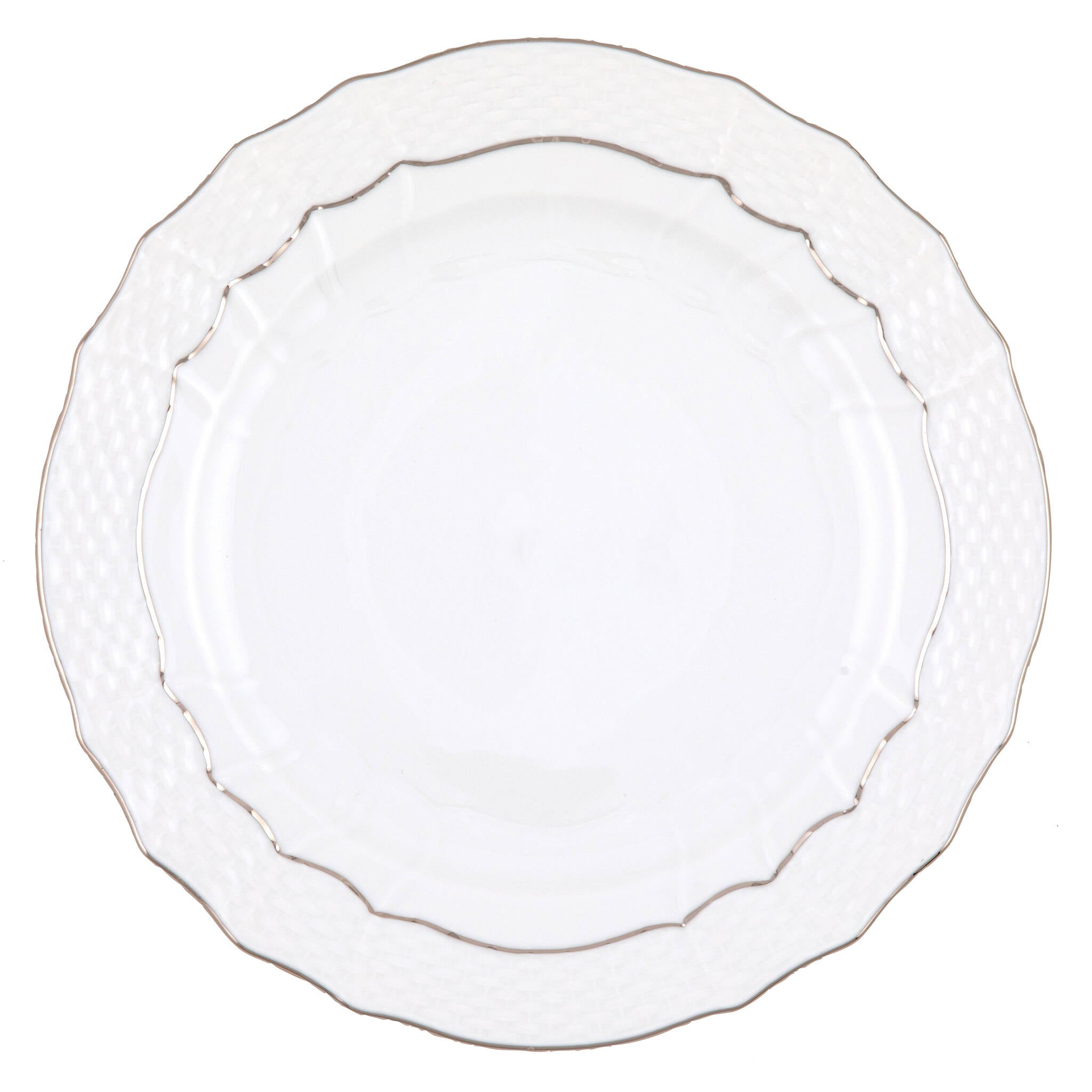Hand-painted Herend Platinum Edge Service Plate in fine porcelain, 11in D, on a white background