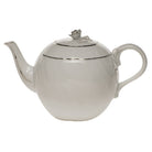 Hand-painted Herend Platinum Edge Tea Pot with Rose Teapot in fine porcelain, (36 OZ) 5.5in H, on a white background