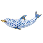 Herend Playful Dolphin Figurine porcelain figurine painted in the Blue fishnet pattern