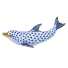 Playful Dolphin Figurine in hand-painted Sapphire porcelain by Herend of Hungary