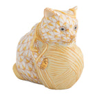 Hand-painted Herend Playful Kitten Figurine in Butterscotch fishnet porcelain on a white background