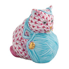 Herend Playful Kitten Figurine porcelain figurine painted in the Raspberry fishnet pattern