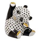 Hand-painted Herend Playful Panda Figurine in fine porcelain, 2.5in L X 3in H, on a white background