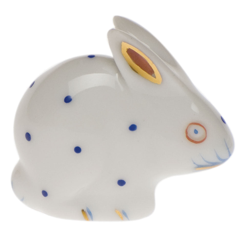 Herend Polka Dot Rabbit Figurine porcelain figurine painted in the Blue-White fishnet pattern
