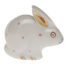 Hand-painted Herend Polka Dot Rabbit Figurine in Pink fishnet porcelain on a white background
