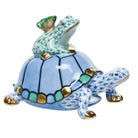 Hand-painted Herend Pond Party Figurine in fine porcelain, 3.5in L X 2.5in H, on a white background