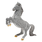 Hand-painted Herend Prancing Horse Figurine in fine porcelain, 6.5in L X 7.25in H, on a white background