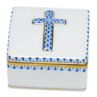 Herend Prayer Box porcelain figurine painted in the Blue fishnet pattern