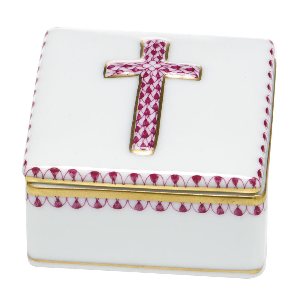 Prayer Box in hand-painted Raspberry porcelain by Herend of Hungary