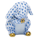Praying Bunny Figurine in hand-painted Blue porcelain by Herend of Hungary