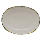 Hand-painted Herend Princess Victoria Black Platter in fine porcelain, 15in L X 11.5in W, on a white background
